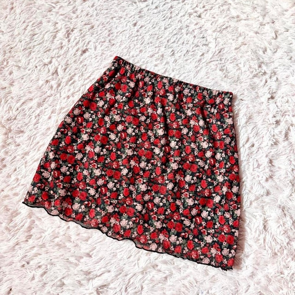 Floral Mesh Whimysgoth Delicate Dainty Cottage Core Mini Skirt Womens S Hipster